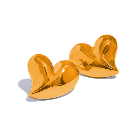18K Gold Heart Studs