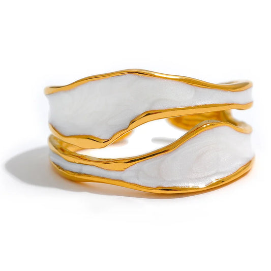 White Enamel Creative Irregular Open Ring