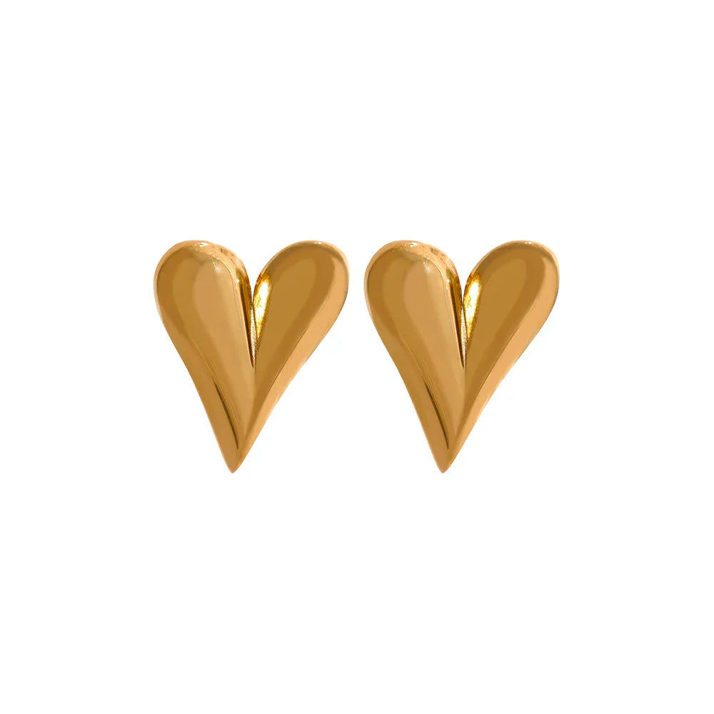 Gold Heart Huggie Earrings