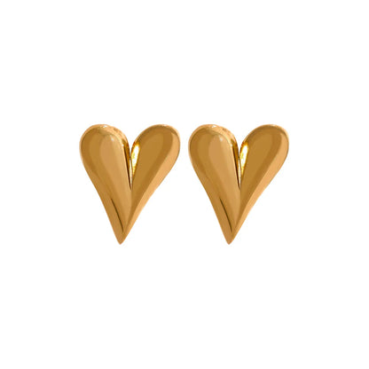 Gold Heart Huggie Earrings