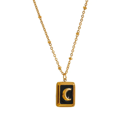Enamel Moon Pendant Necklace