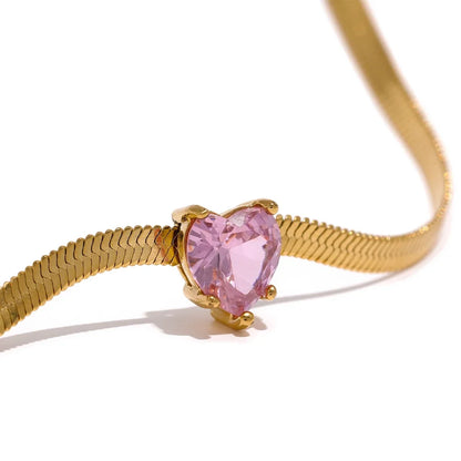 Heart CZ Snake Chain Necklace