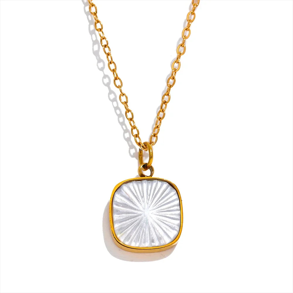Square Shell Pendant Necklace