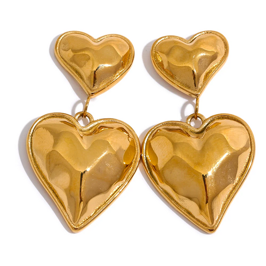 316L Gold Heart Drop Earrings