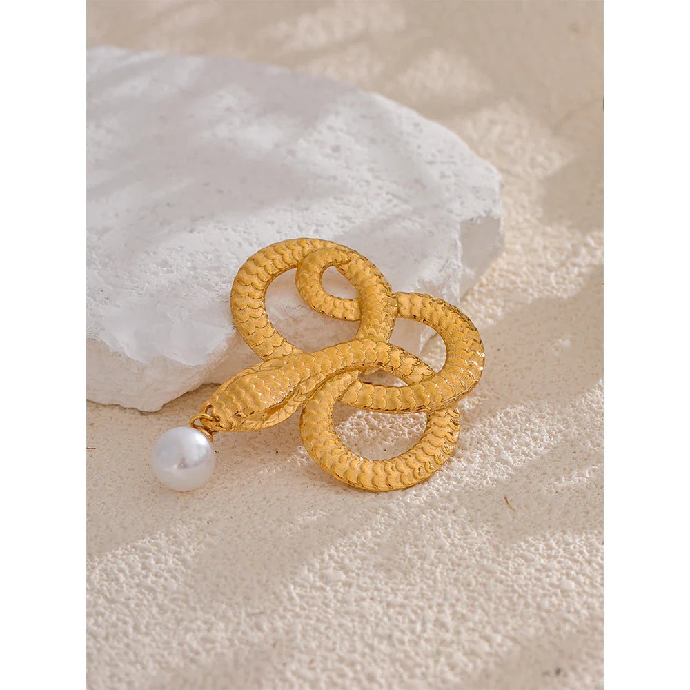 Snake Pearl Brooch