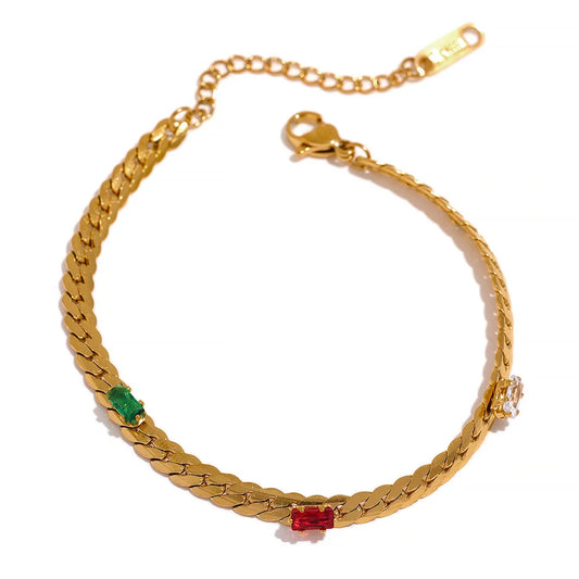 Cubic Zirconia Chain Collar Necklace Bracelet Set