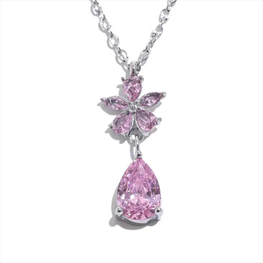 Cubic Zirconia Flower Necklace