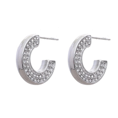 Half-Round Zirconia Earrings