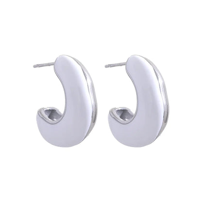 Multicolor Enamel Geometric Huggie Earrings