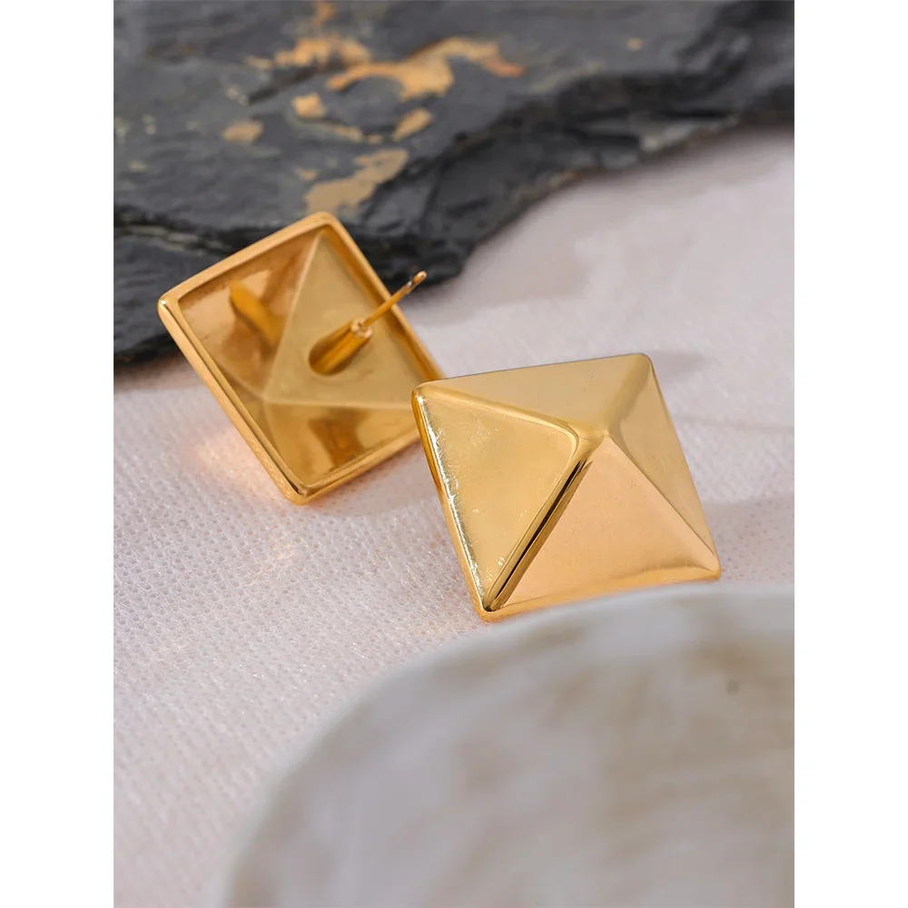 Glossy Smooth Square Geometric Stud Earrings