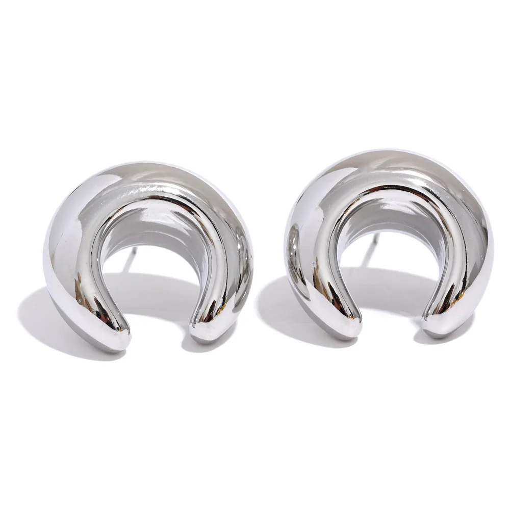Cow Horn Moon Stud Earrings