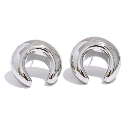 Cow Horn Moon Stud Earrings