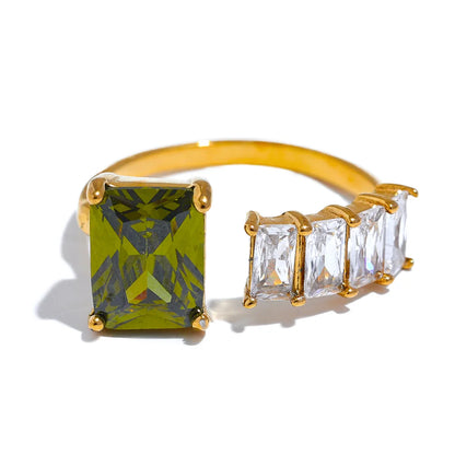 Colorful CZ Square Ring