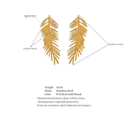 Long Leaves Stud Earrings