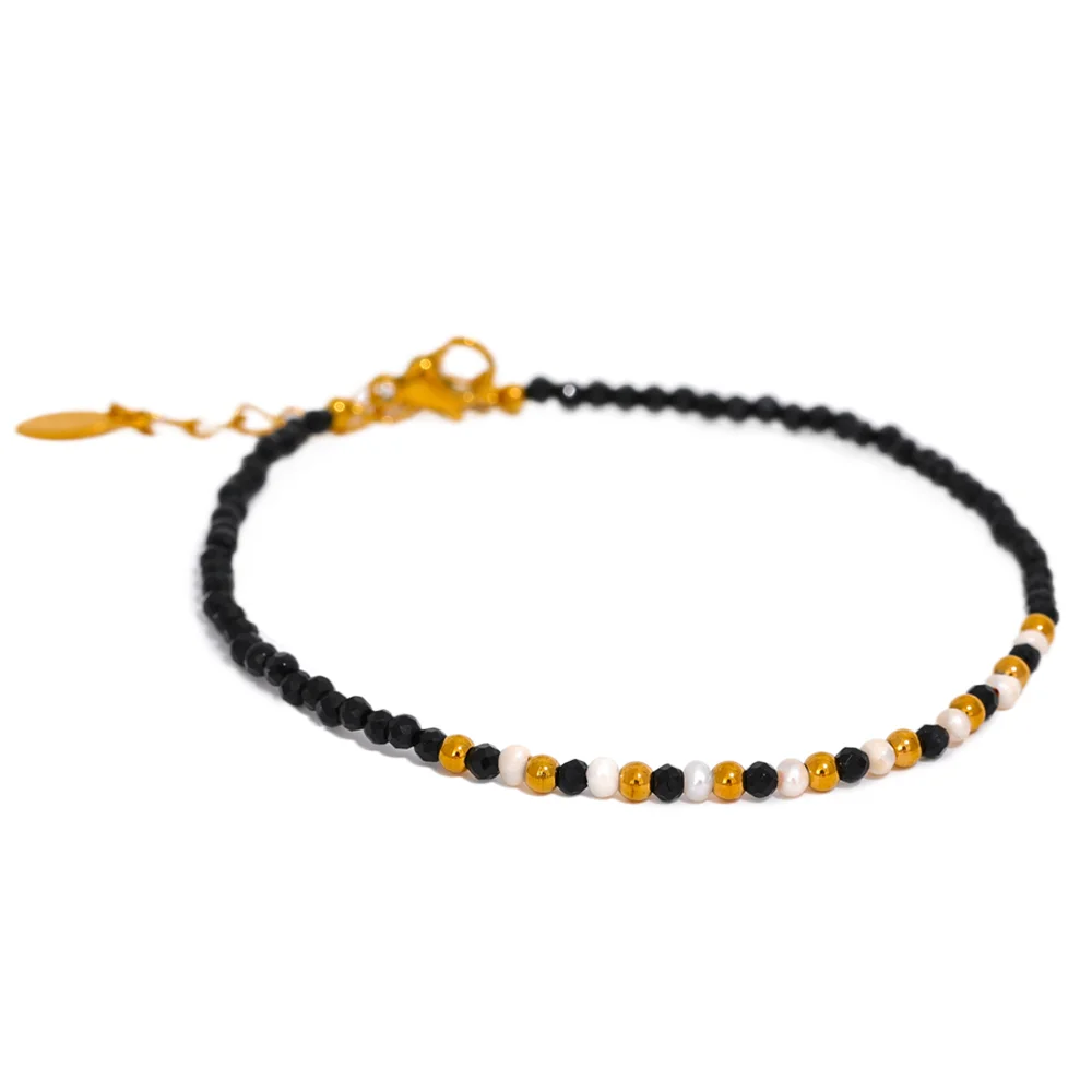 Black Crystal Pearl Necklace & Bracelet Set