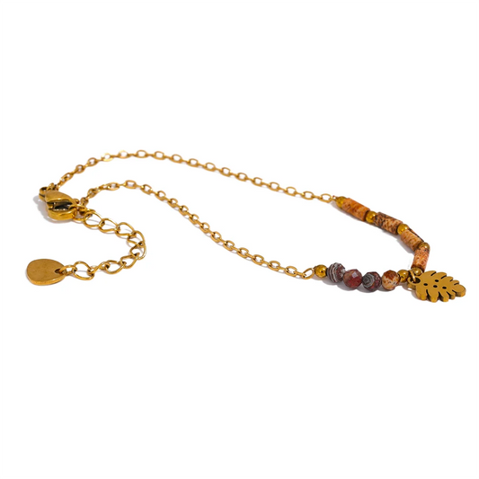 Natural Stone Leaf Bracelet