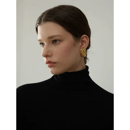 Geometric Metal Stud Earrings