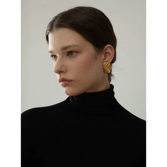 Geometric Metal Stud Earrings
