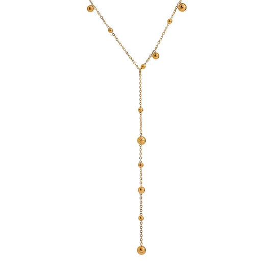 Elegant Gold Bead Pendant Necklace