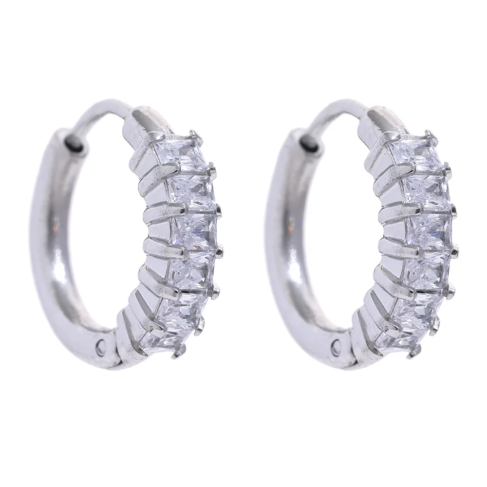 Rainbow Zirconia Hoop Earrings