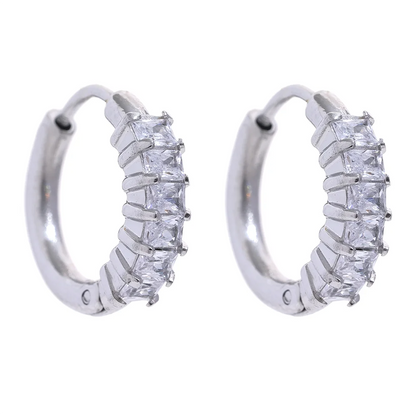 Rainbow Zirconia Hoop Earrings