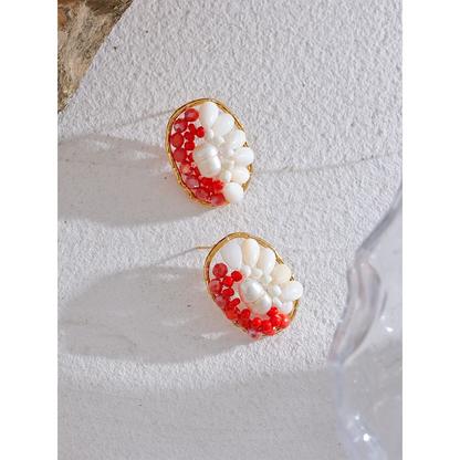 Red beaded earrings