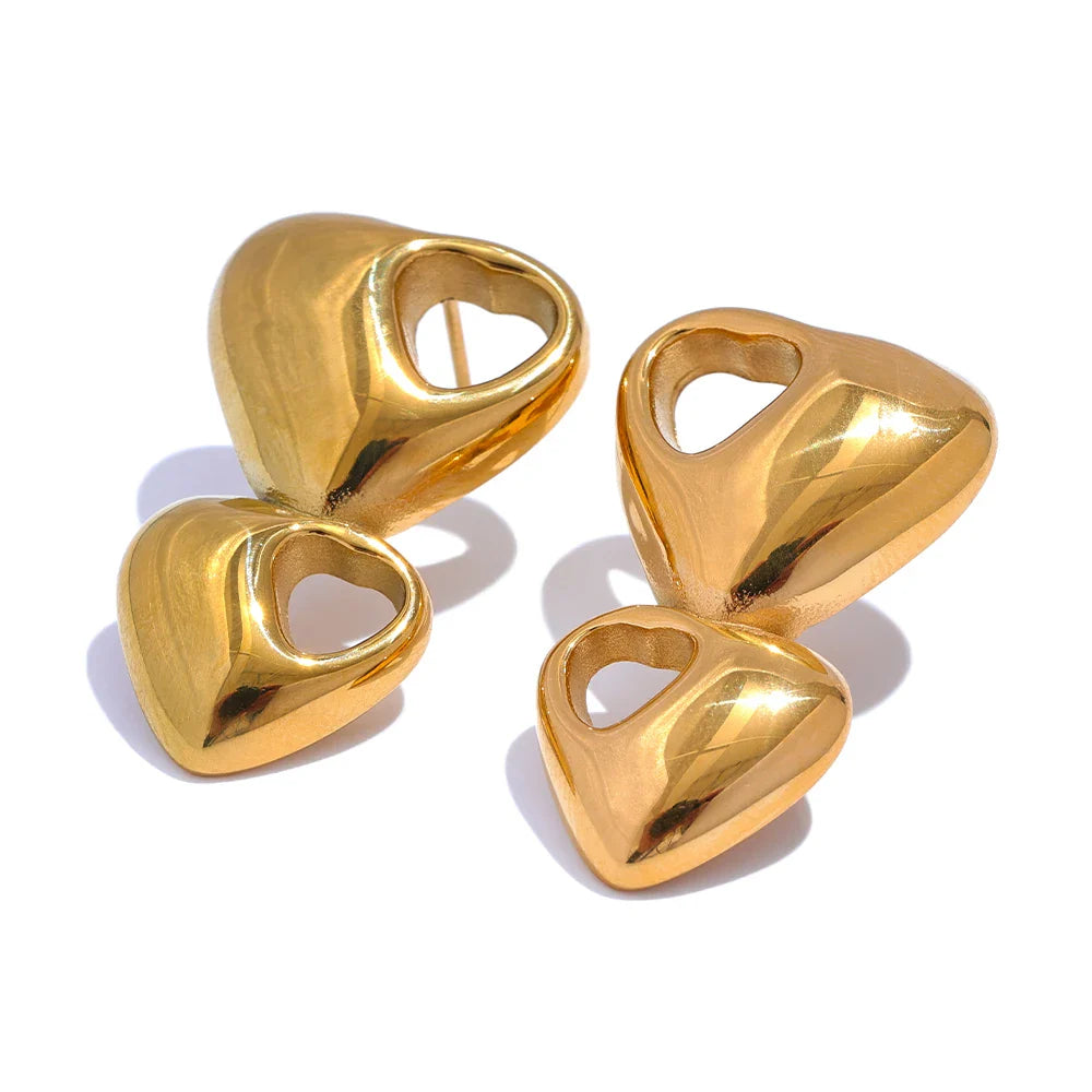 Gold heart earrings