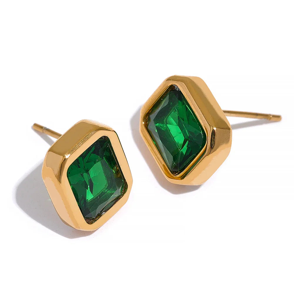 Colorful Zircon Square Studs