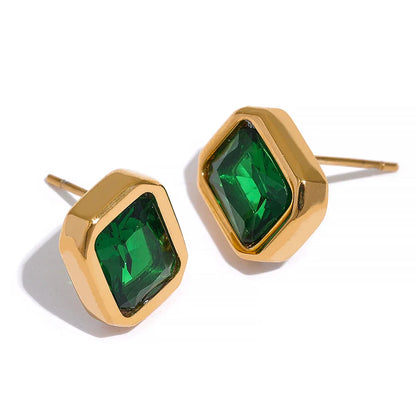 Colorful Zircon Square Studs