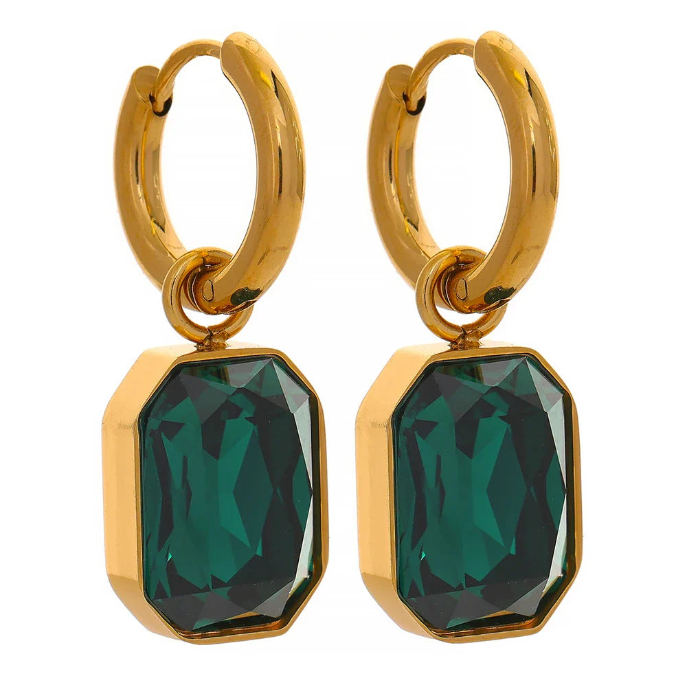 Colorful Zircon Geometric Drop Earrings