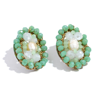 Green Beaded Earrings