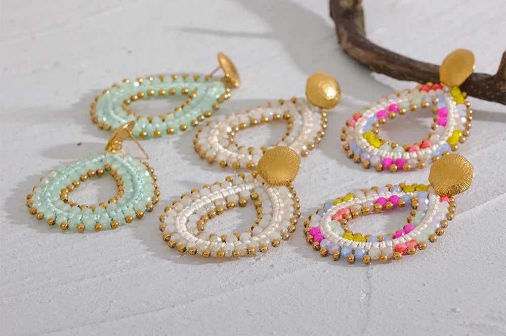 Handmade Beaded  Hoop Earrings