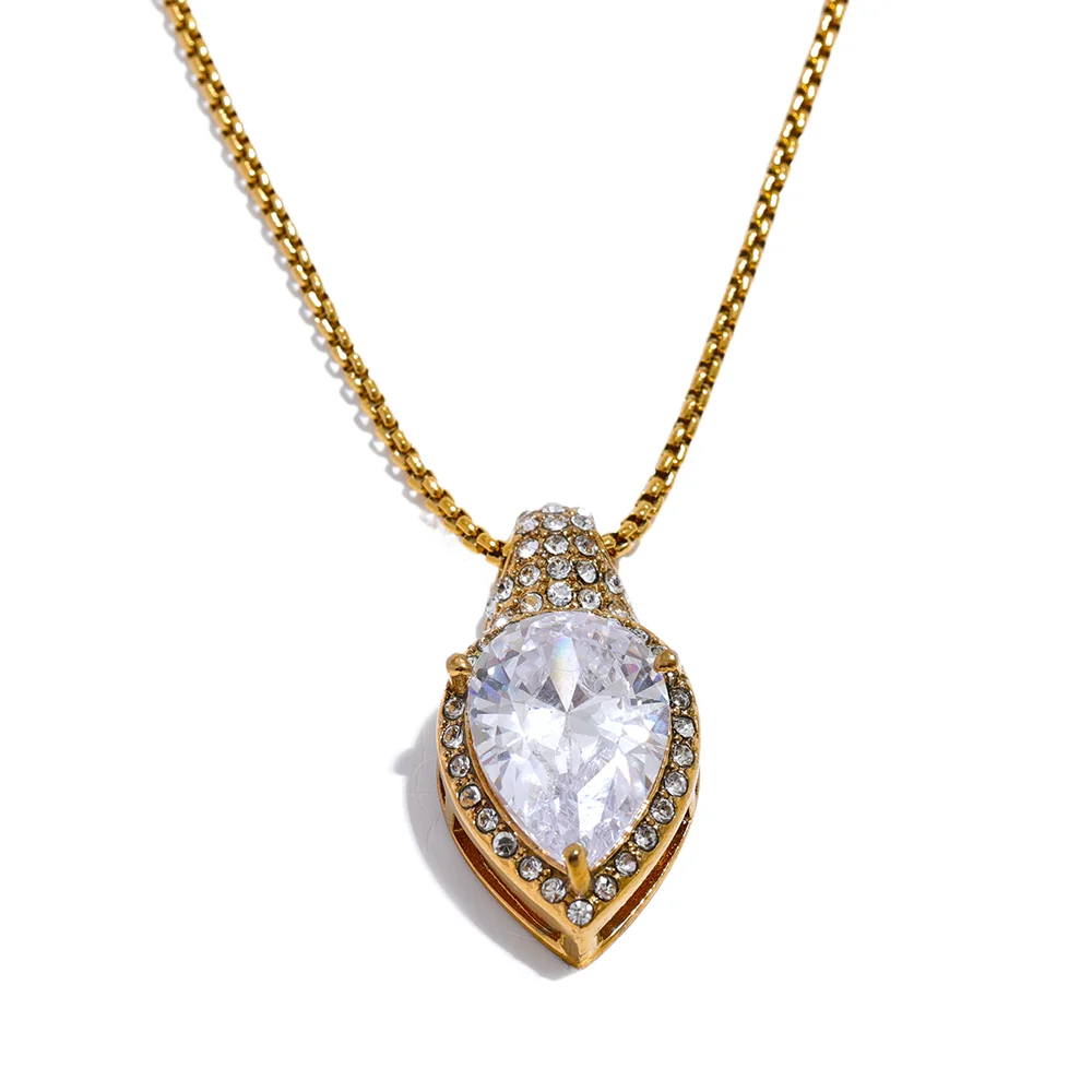 Cubic Zirconia Water Drop Necklace