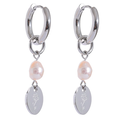 Handmade Pearl Flower Drop Earrings