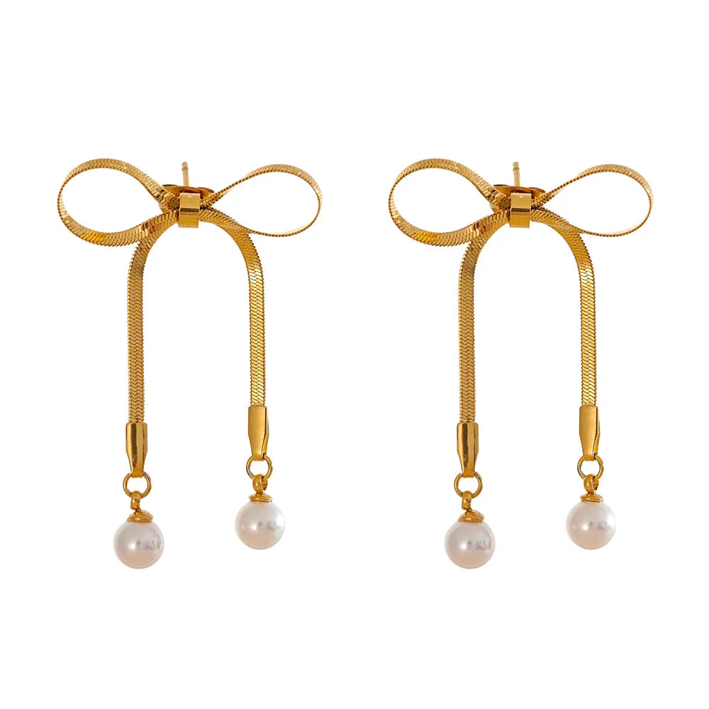 Bow Knot Snake Chain Earrings