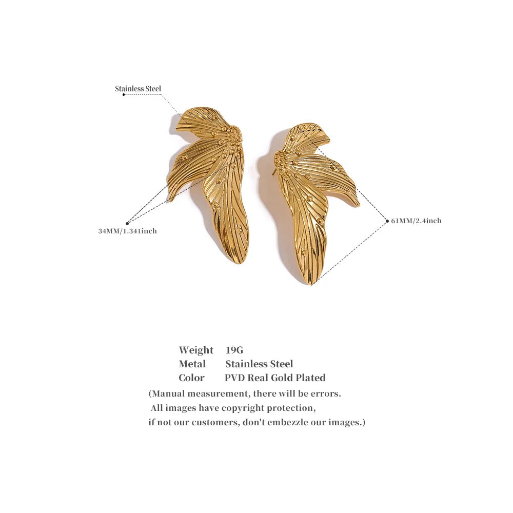 Leaf Large Statement Stud Earrings