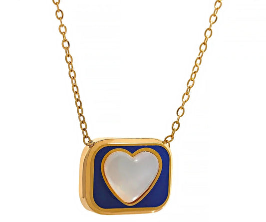 Geometric Shell Heart Pendant Necklace