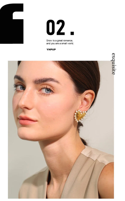 Heart pearl earrings