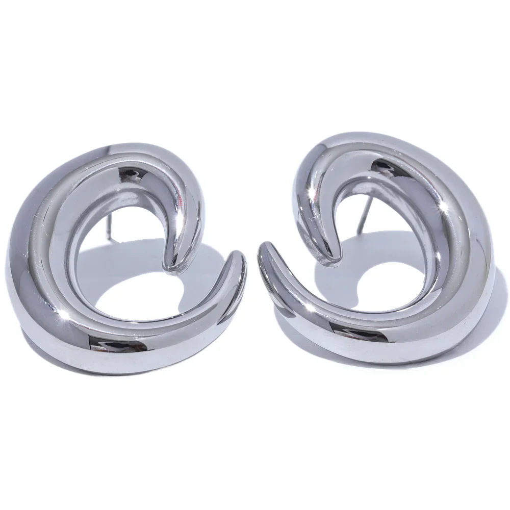 Geometric Smooth Metal Stud Earrings