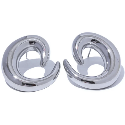 Geometric Smooth Metal Stud Earrings