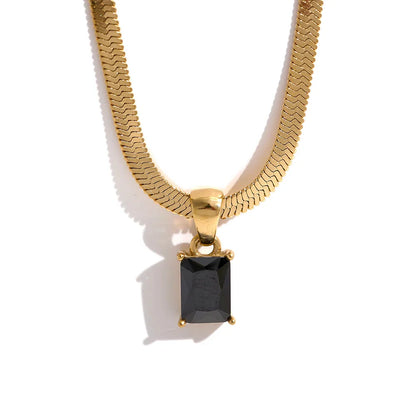 Geometric Square CZ Drop Necklace