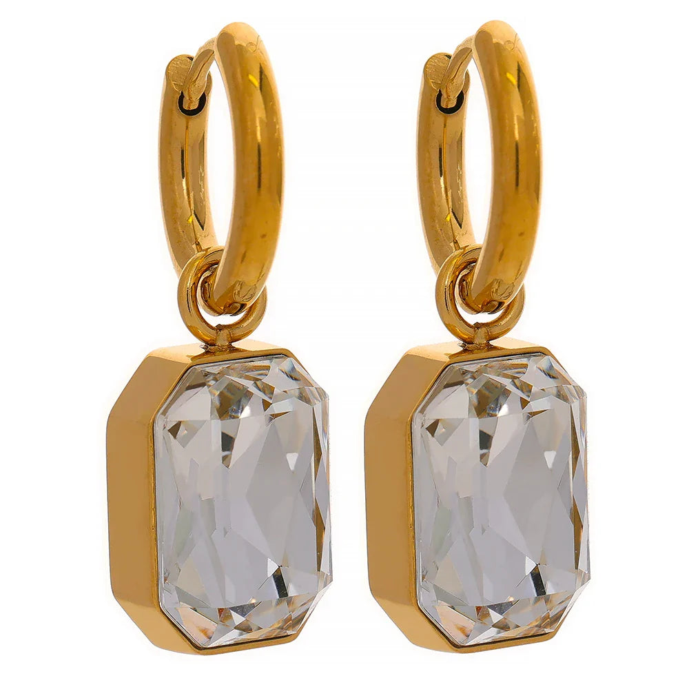 Colorful Zircon Geometric Drop Earrings