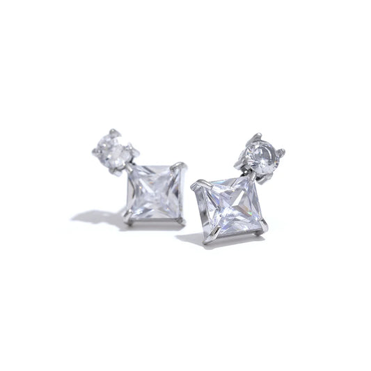 Multicolor Zircon Square Stud Earrings