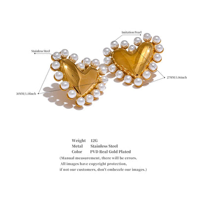 Heart pearl earrings