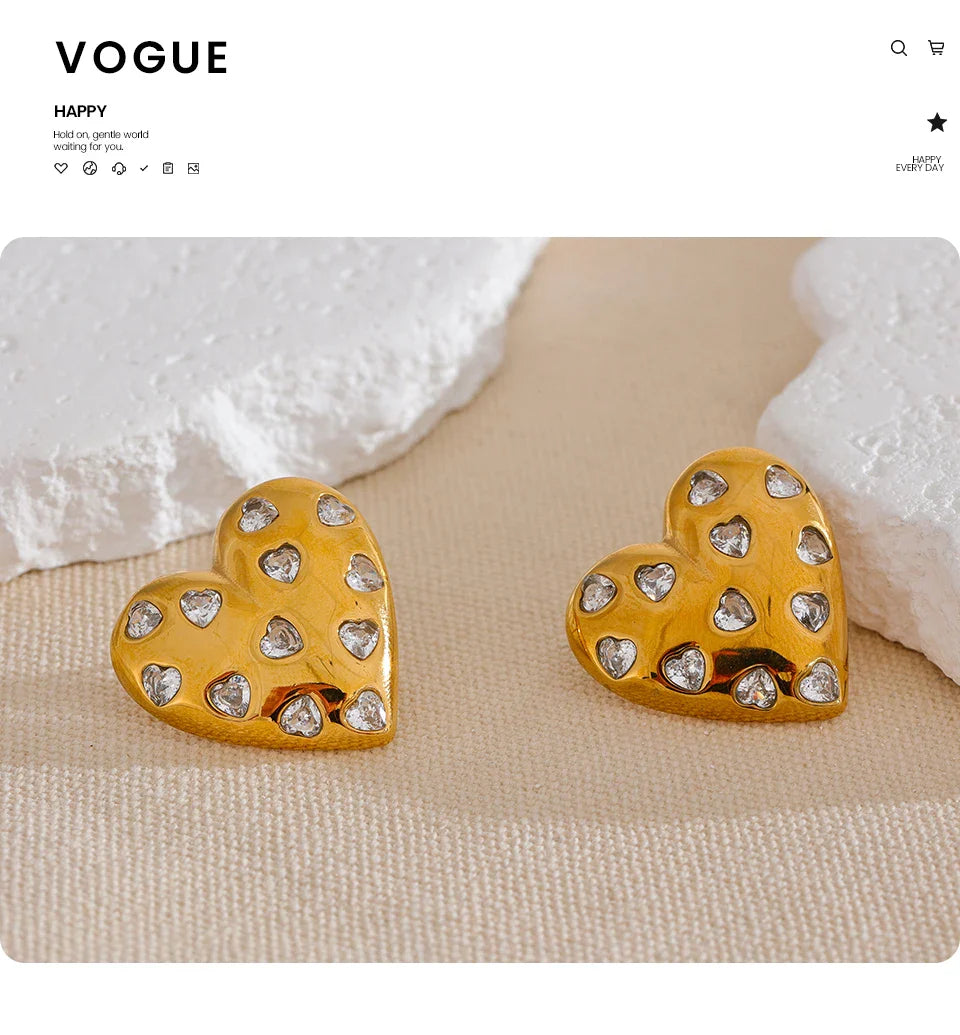 Heart shaped stud earrings