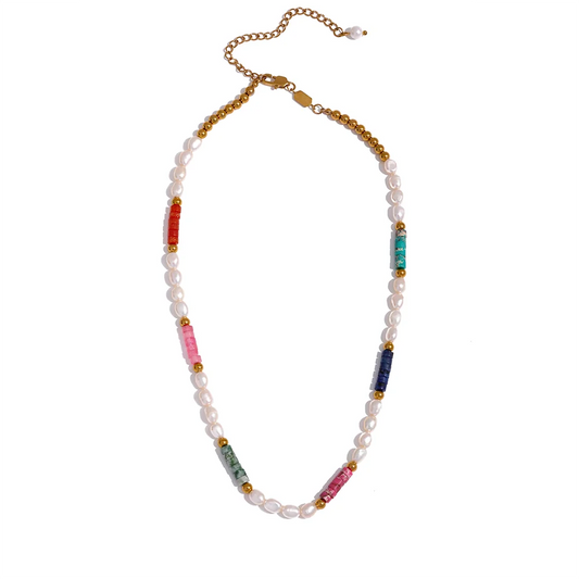 Coloured Glaze Pearl Necklace