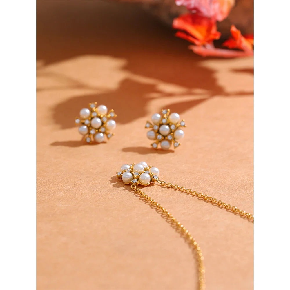 Rhinestone Crystal Enamel Flower Pendant