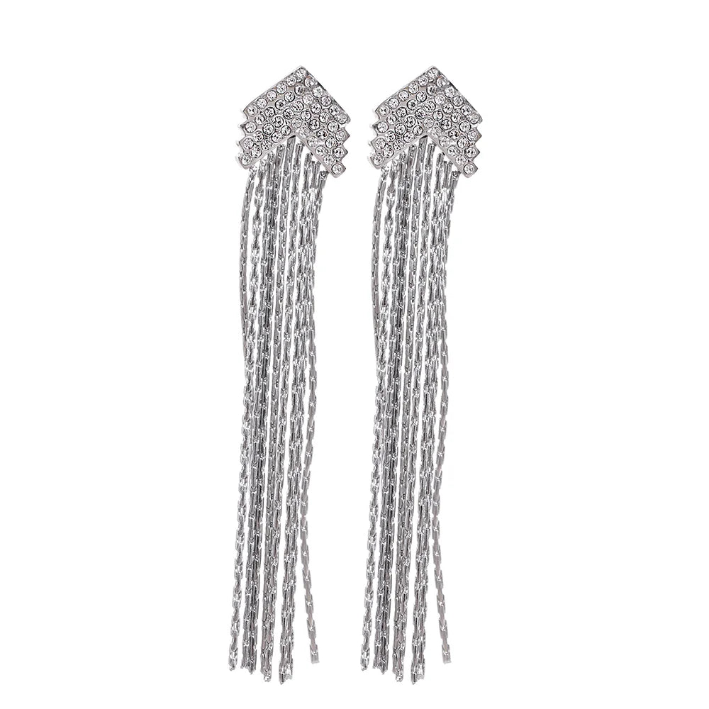 Arrow CZ Tassel Earrings
