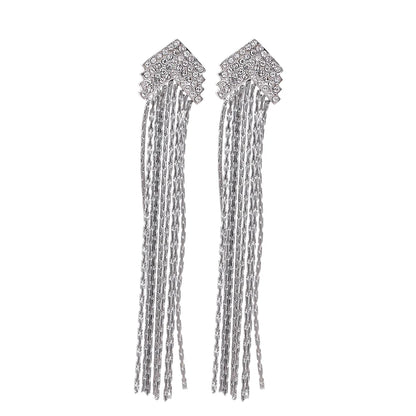 Arrow CZ Tassel Earrings