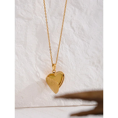 Gold Heart Locket Necklace